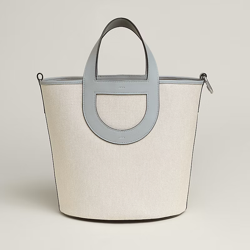 H canvas and Swift calf leather handbag.