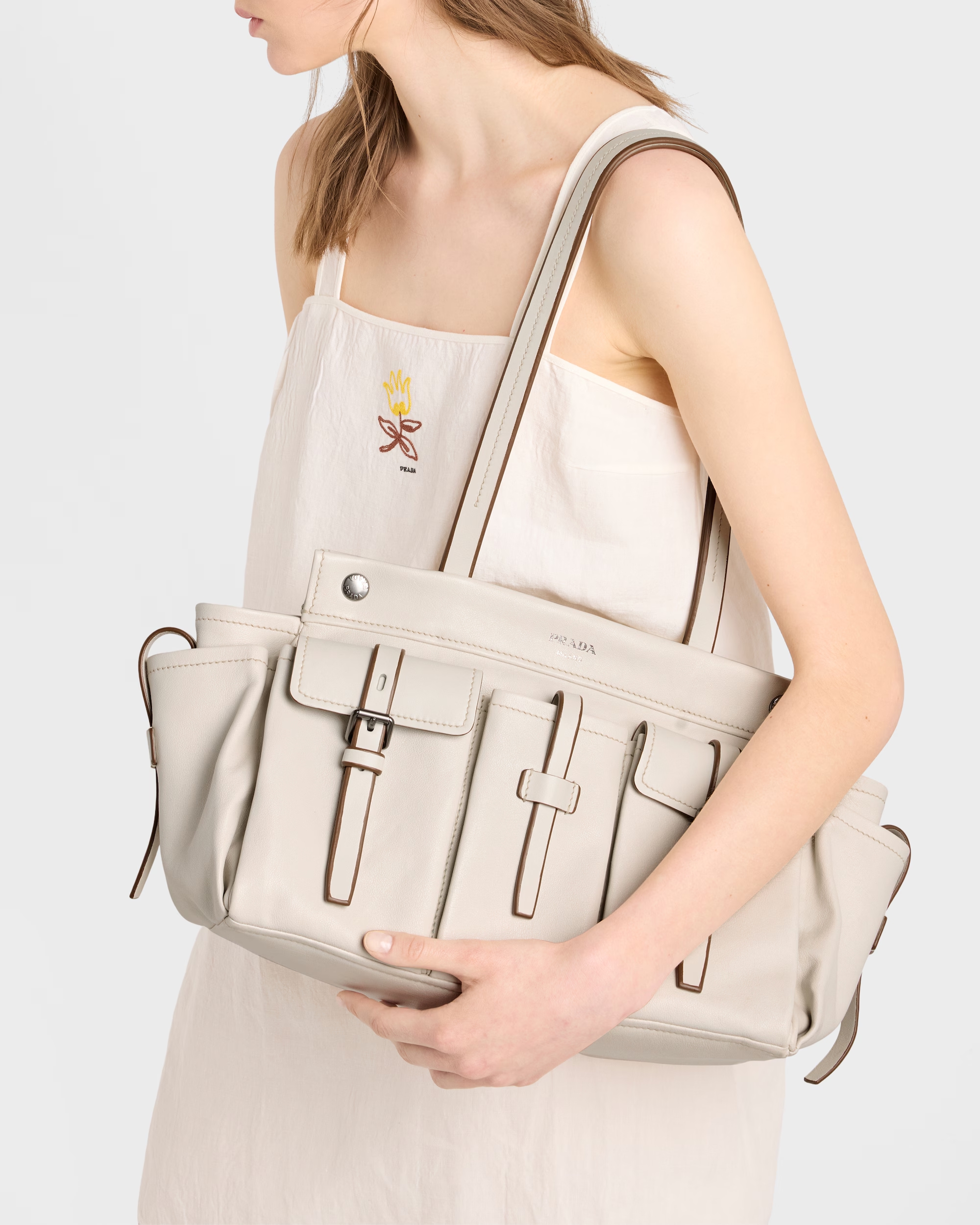 Prada Route Large Leather Tote Bag - Image 3