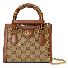 Gucci Diana series bamboo imitation crystal small tote bag