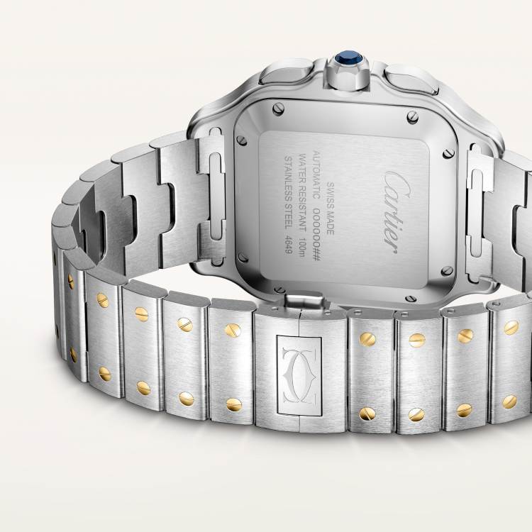 SANTOS DE CARTIER watch large size in K gold - stainless steel color with automatic winding - Image 6