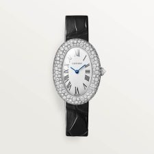 Baignoire watch 18K rhodium plated white gold quartz